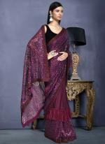 Crystal Silk Red Party Wear Embroidery Work Saree